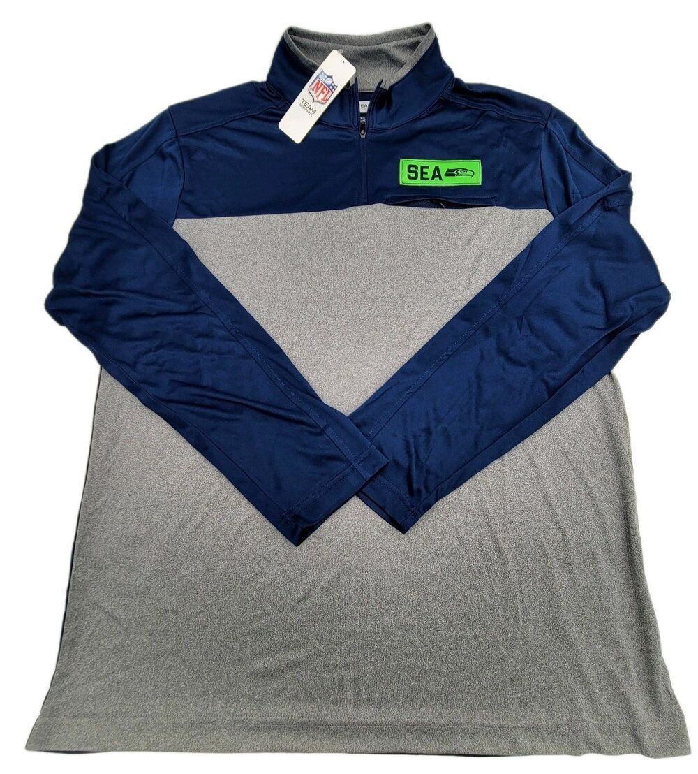 Seattle Seahawks NFL Team Apparel 1/4 Zip Performance Pullover Shirt Mens 2XL